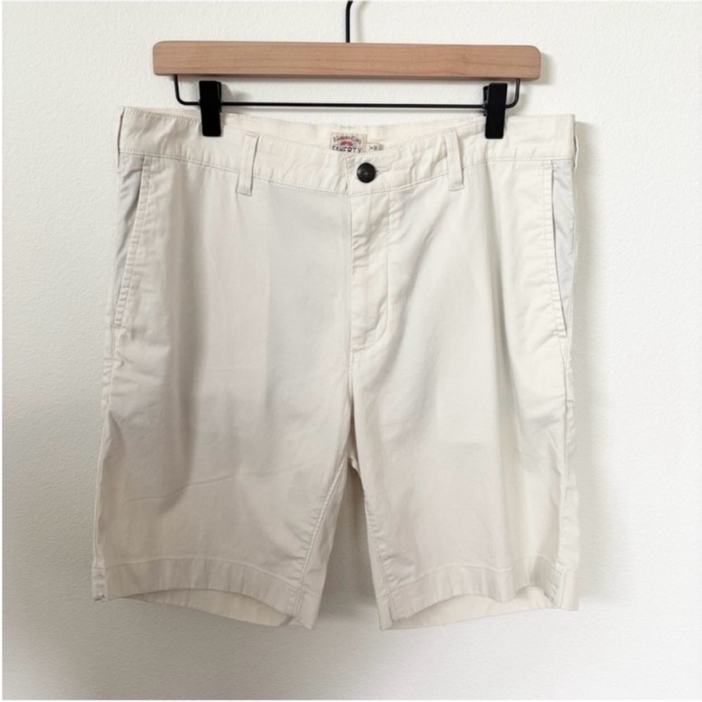 Faherty Chino Shorts 9 Inch Inseam Casual Fit Tencel Cotton White Cream Size 34